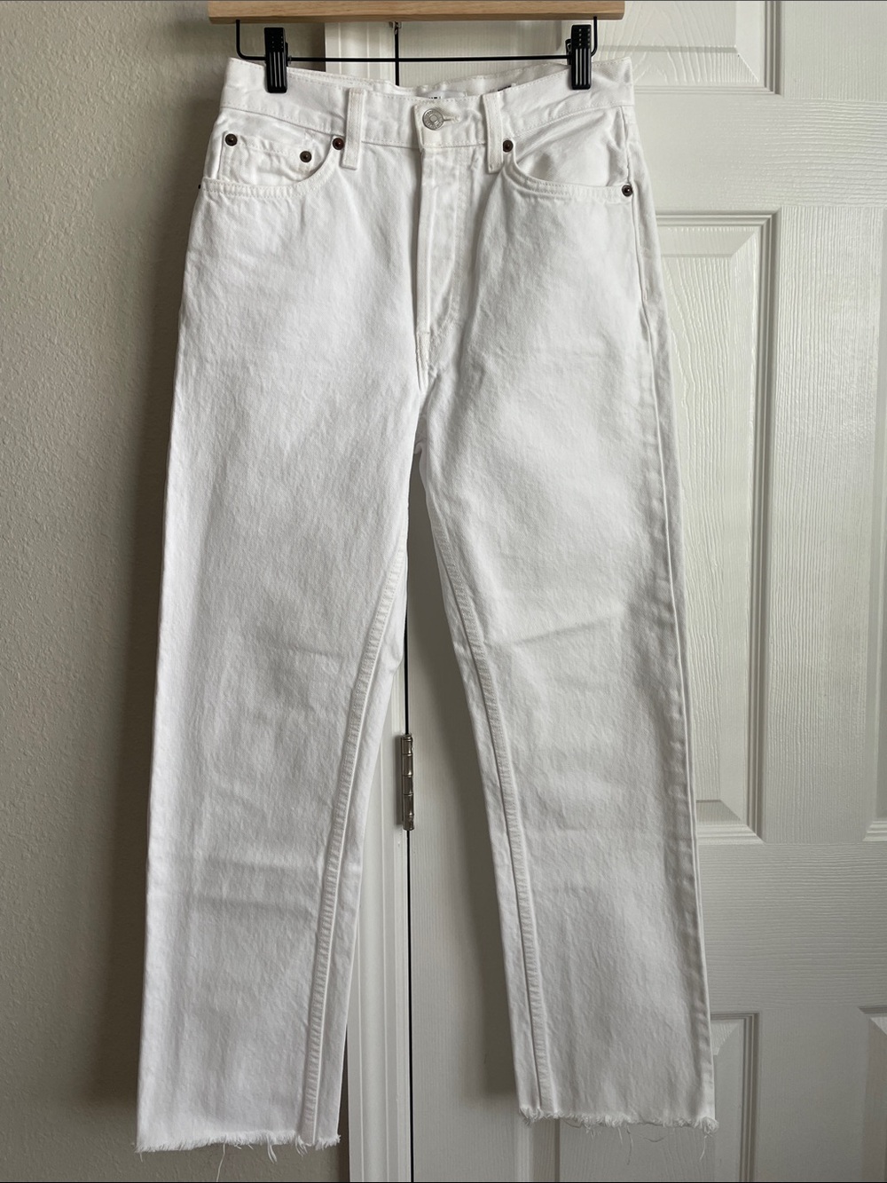 Re/Done Originals 100% Cotton Cropped White Women's Ankle Jeans